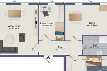 Wohnung zum Mieten in Burkhardtsdorf 449 € 90 m² 3 zimmer