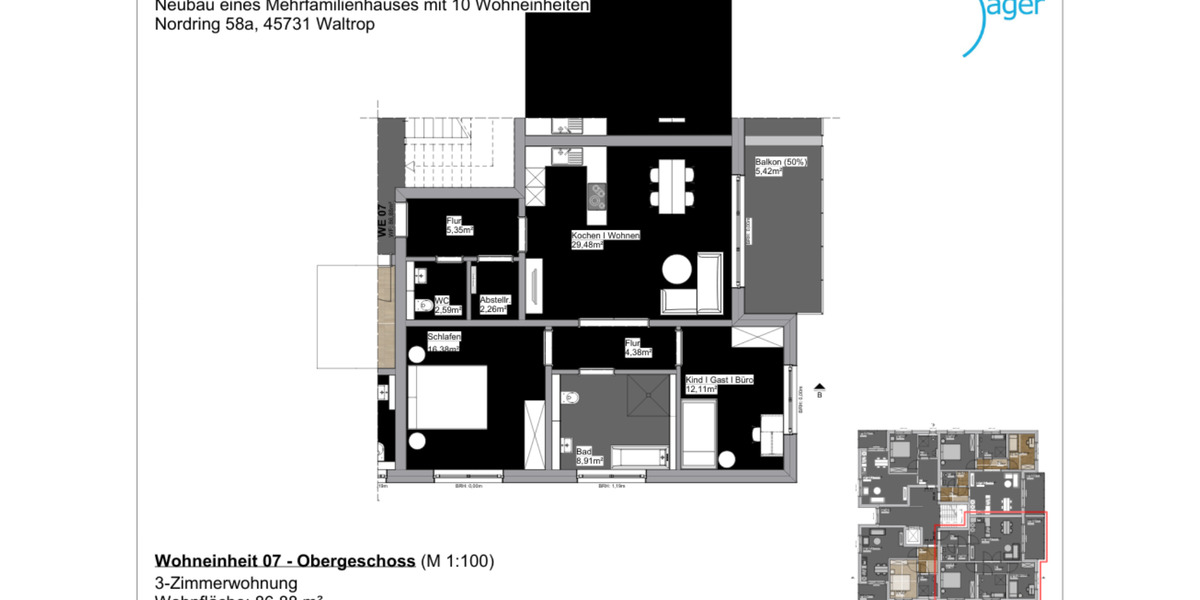 Erstbezug! Barrierefreie 3-Zimmer-Obergeschosswohnung mit Balkon & Gäste-WC in Waltrop-Zentrum 3 zimmer