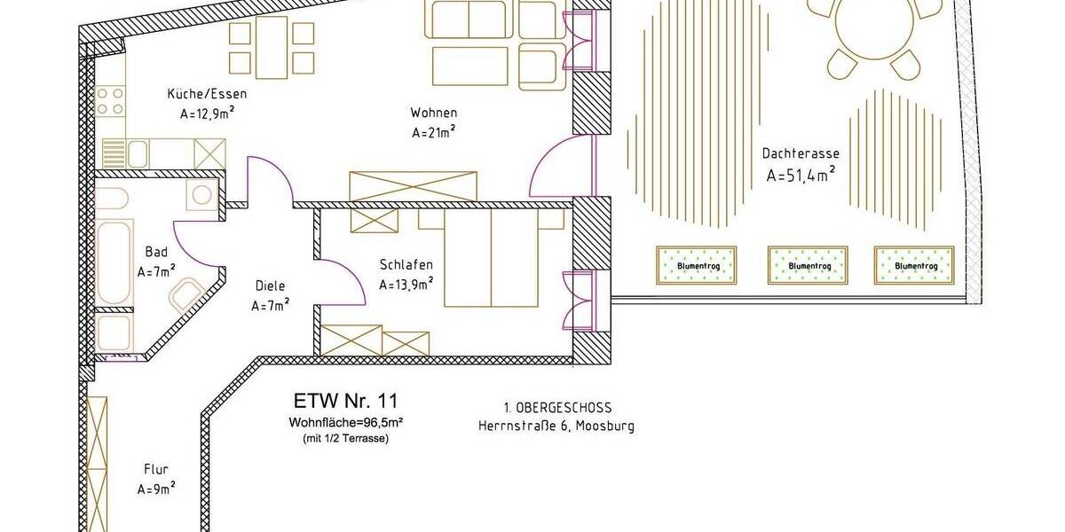 Etagenwohnung Moosburg - 1.200&euro; | Angebot:23944314