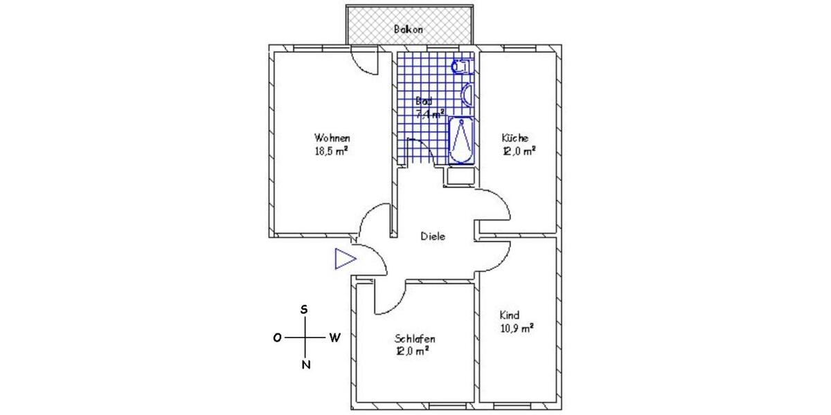Dachgeschoßwohnung Rostock Evershagen - 3 Zimmer, 73 m&sup2;, 548&euro; | Angebot:25570532