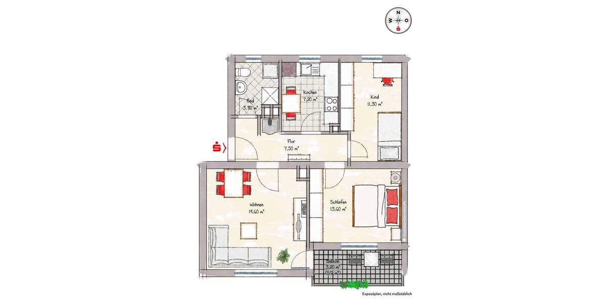 Etagenwohnung Schongau - 3 Zimmer, 66 m&sup2;, 179.000&euro; | Angebot:26486101
