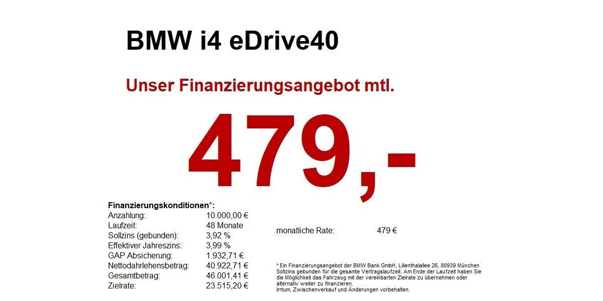 BMW i4 34.780 km 48.690 &euro; Buchen- Hettingen 74722