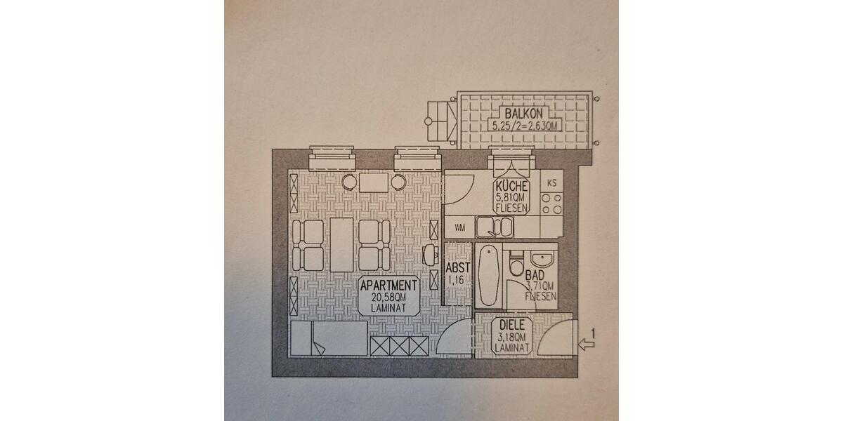 Erdgeschoßwohnung Potsdam Babelsberg - 1 Zimmer, 37 m&sup2;, 615&euro; | Angebot:25419537