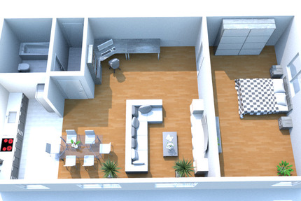 helle, moderne 2-Raum-DG-Wohnung mit offener Wohnküche, unbefristet vermietet 2 zimmer