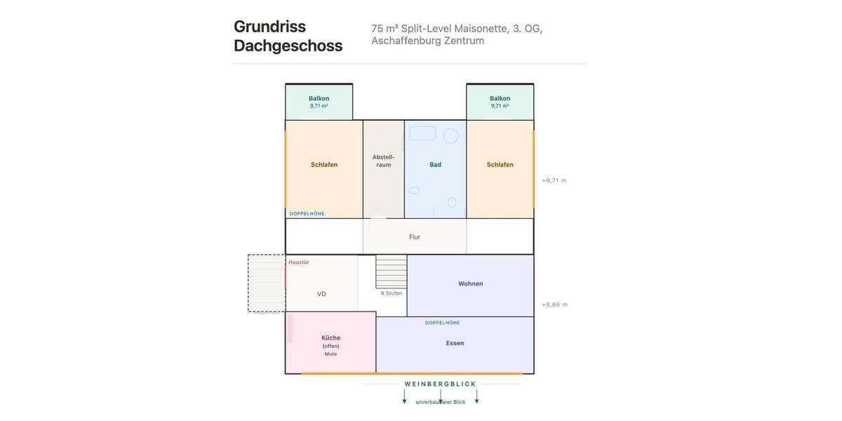 Etagenwohnung Aschaffenburg Österreicher Kolonie - 3 Zimmer, 78 m&sup2;, 439.000&euro; | Angebot:26579049