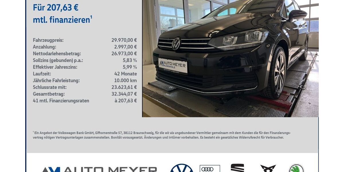 VW Touran 23.893 km 29.970 &euro; Reichenberg 97234