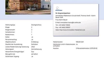 Wohnung Allstedt - 2 Zimmer, 69 m&sup2;, 880&euro; | Angebot:25408252