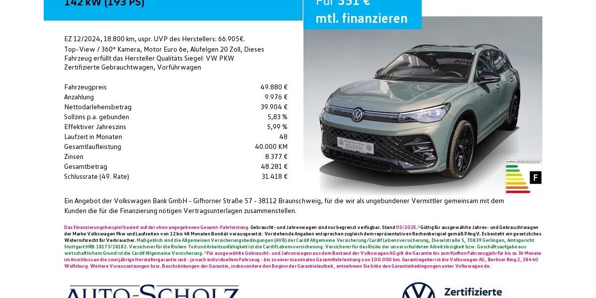 VW Tiguan 19.900 km 49.880 &euro; Bayreuth 95448