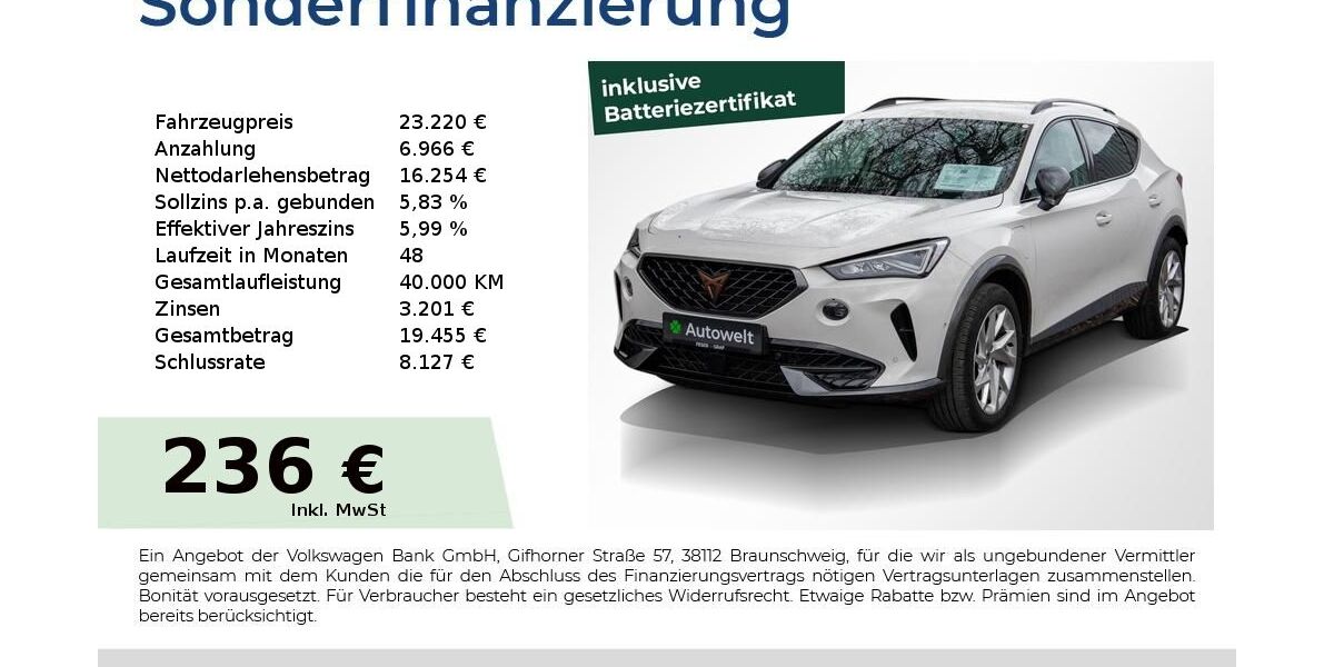 Cupra Formentor 33.250 km 22.740 &euro; Nürnberg 90431