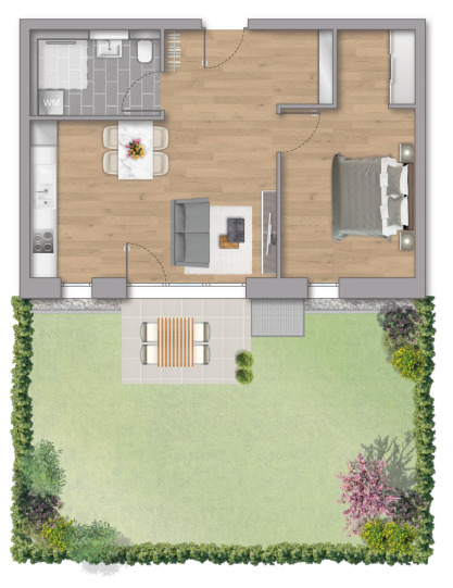 Etagenwohnung Stutensee Blankenloch - 2 Zimmer, 56 m&sup2;, 313.000&euro; | Angebot:24436268