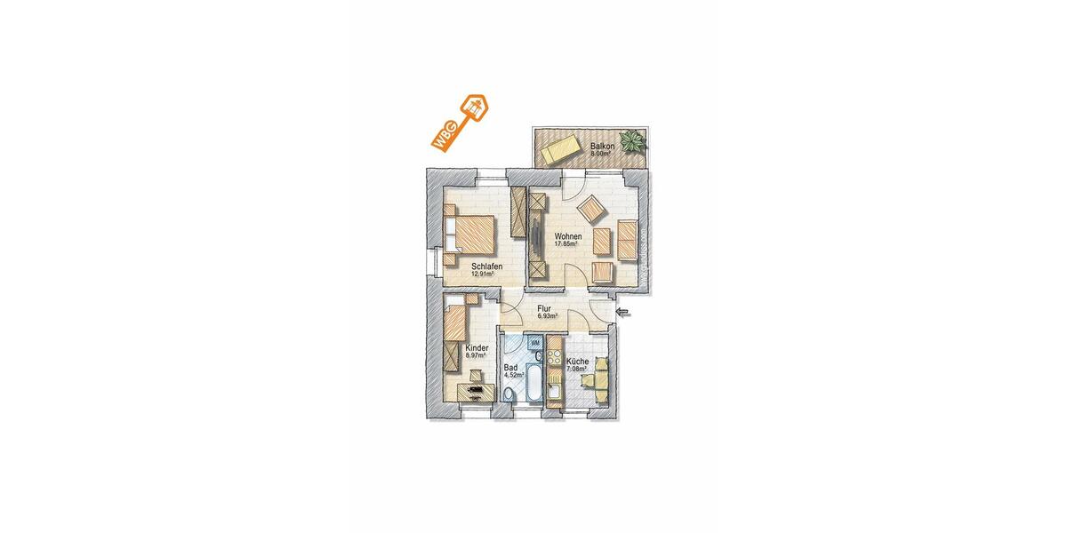 Etagenwohnung Großschönau - 3 Zimmer, 65 m&sup2;, 515&euro; | Angebot:25646202