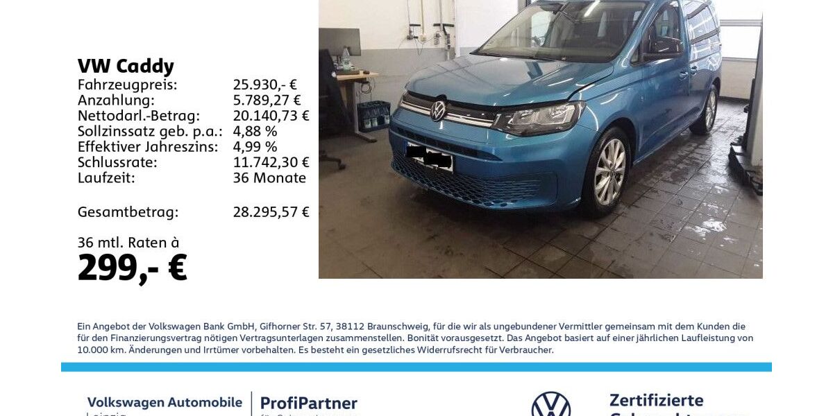 VW Caddy 38.850 km 25.930 &euro; Leipzig 04178