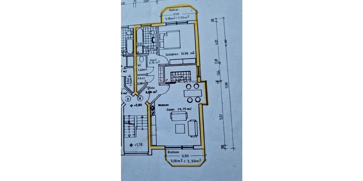 Ruhige, hochwertige 2-Zi.-Whg. in Südlage, 2 Balkone + Stellplatz 2 zimmer