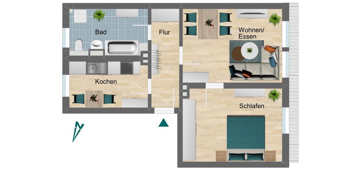 Etagenwohnung Pößneck - 2 Zimmer, 52 m&sup2;, 337&euro; | Angebot:23645057