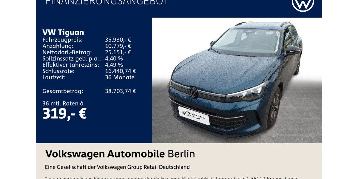 VW Tiguan 9.410 km 35.930 &euro; Berlin 10587