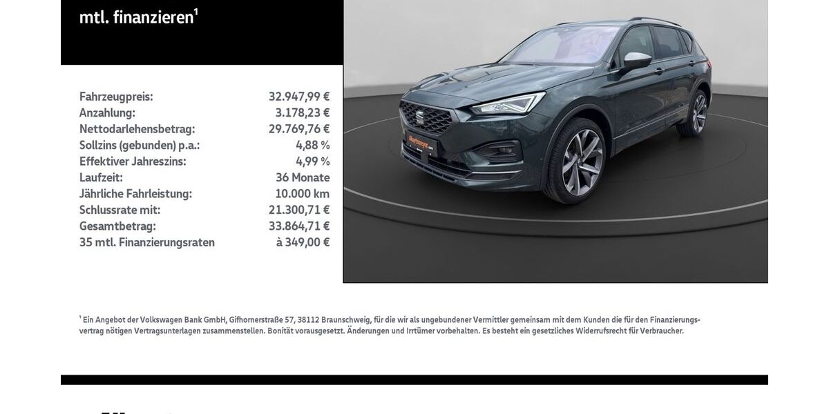 Seat Tarraco 40.624 km 32.948 &euro; Leinefelde-Worbis/DE 37327