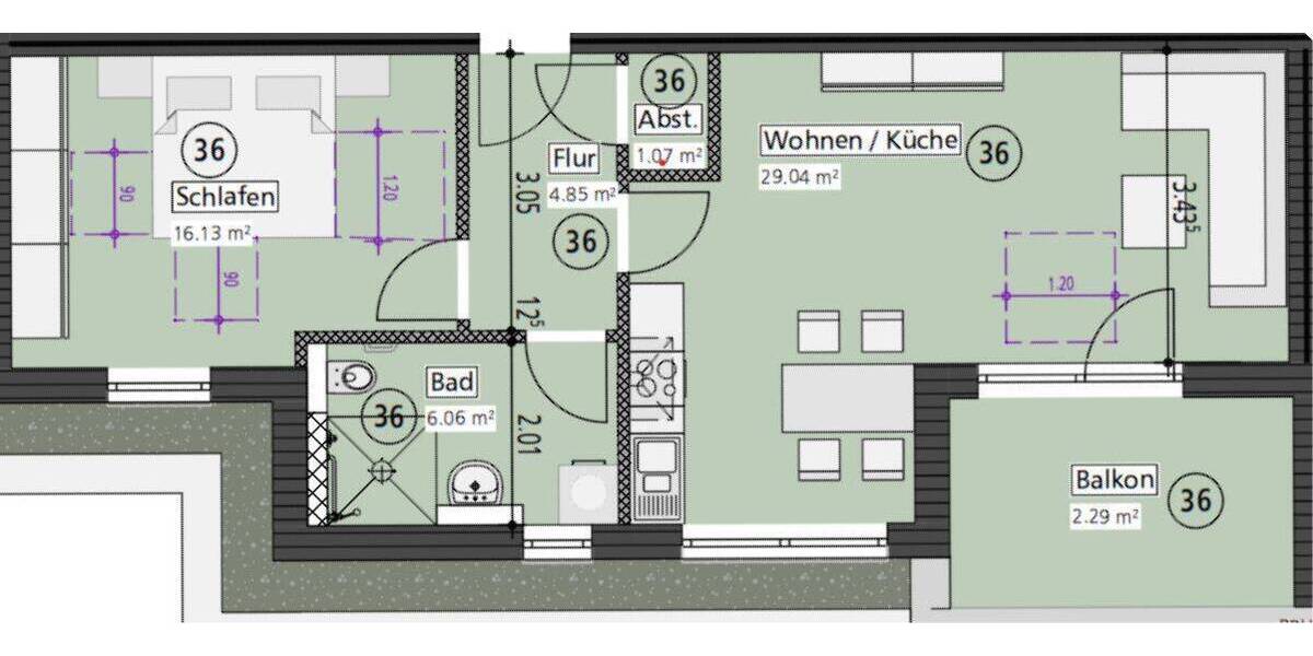Etagenwohnung Welver Meyerich - 2 Zimmer, 59 m&sup2;, 237.800&euro; | Angebot:26570832