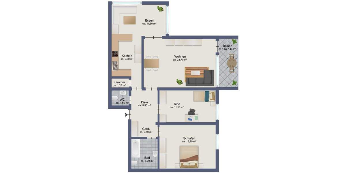 Etagenwohnung Baldham Baldham - 3 Zimmer, 91 m&sup2;, 474.000&euro; | Angebot:25749275