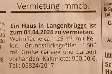 Haus Lüder - 4 Zimmer, 125 m&sup2;, 900&euro; | Angebot:25261735