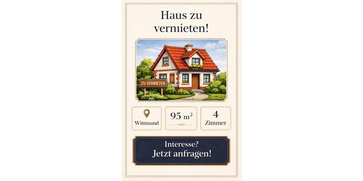 Einfamilienhaus Wittmund - 4 Zimmer, 95 m&sup2;, 1.200&euro; | Angebot:24658250