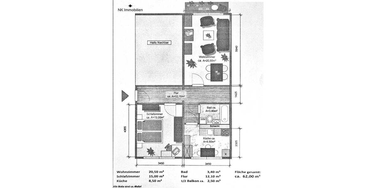 Etagenwohnung Limbach-Oberfrohna Oberfrohna - 2 Zimmer, 61 m&sup2;, 331&euro; | Angebot:26805947
