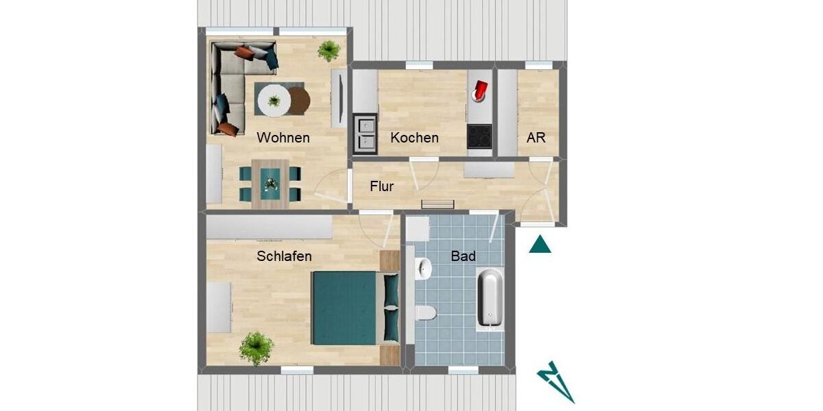 Etagenwohnung Pößneck - 2 Zimmer, 43 m&sup2;, 280&euro; | Angebot:26297192