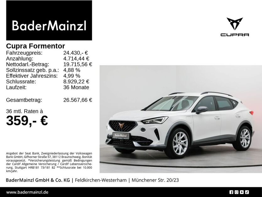 Cupra Formentor 27.800 km 24.430 € Feldkirchen/Westerham 83620