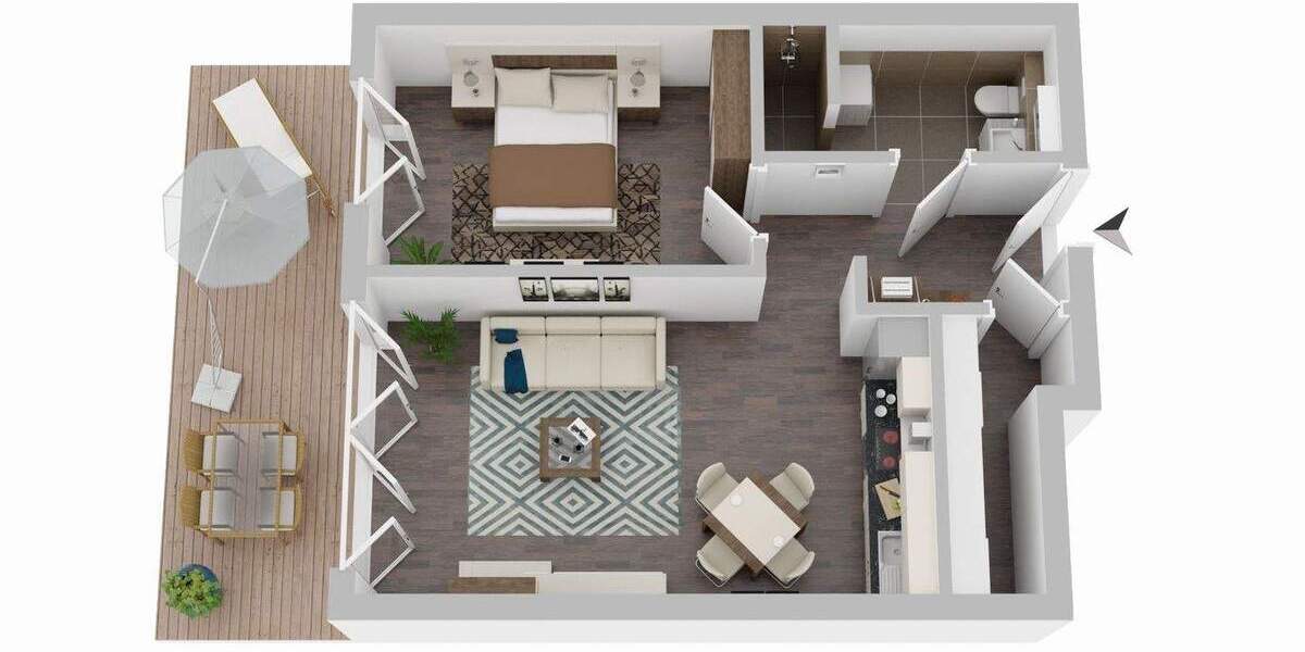 Terrassenwohnung Achim Uesen - 2 Zimmer, 75 m&sup2;, 285.000&euro; | Angebot:25799924