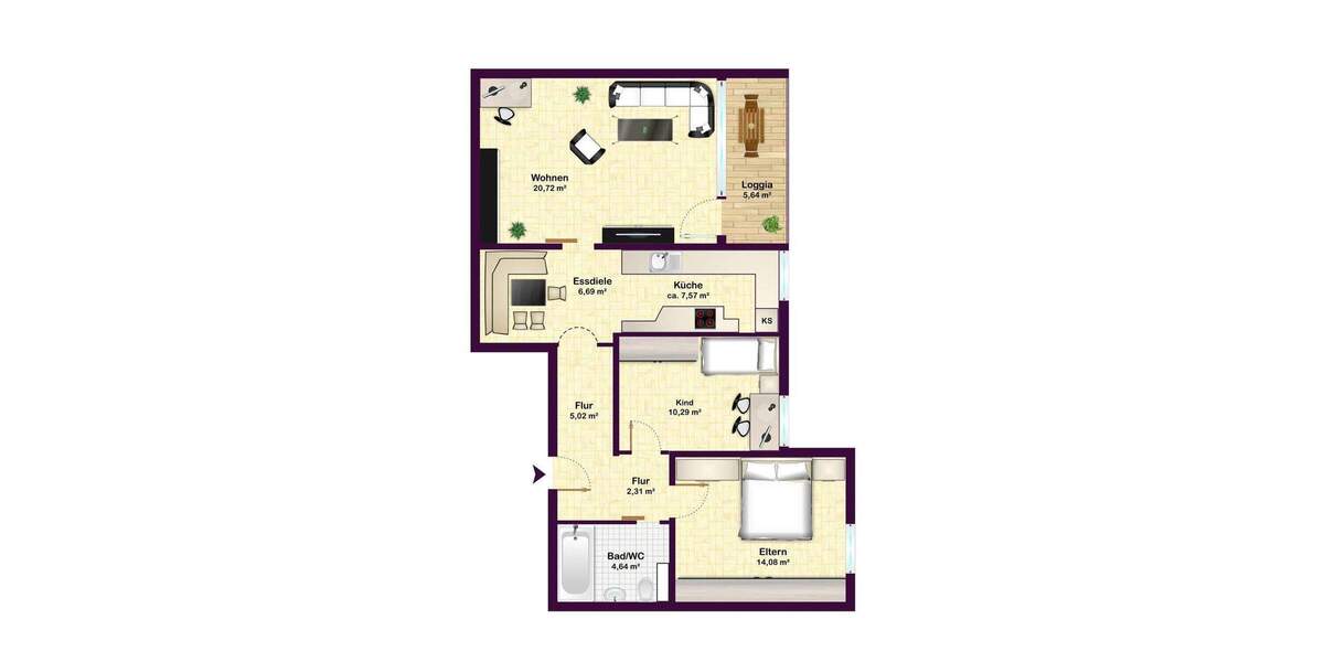 Etagenwohnung Neufahrn bei Freising Neufahrn - 3 Zimmer, 72 m&sup2;, 329.000&euro; | Angebot:25699115