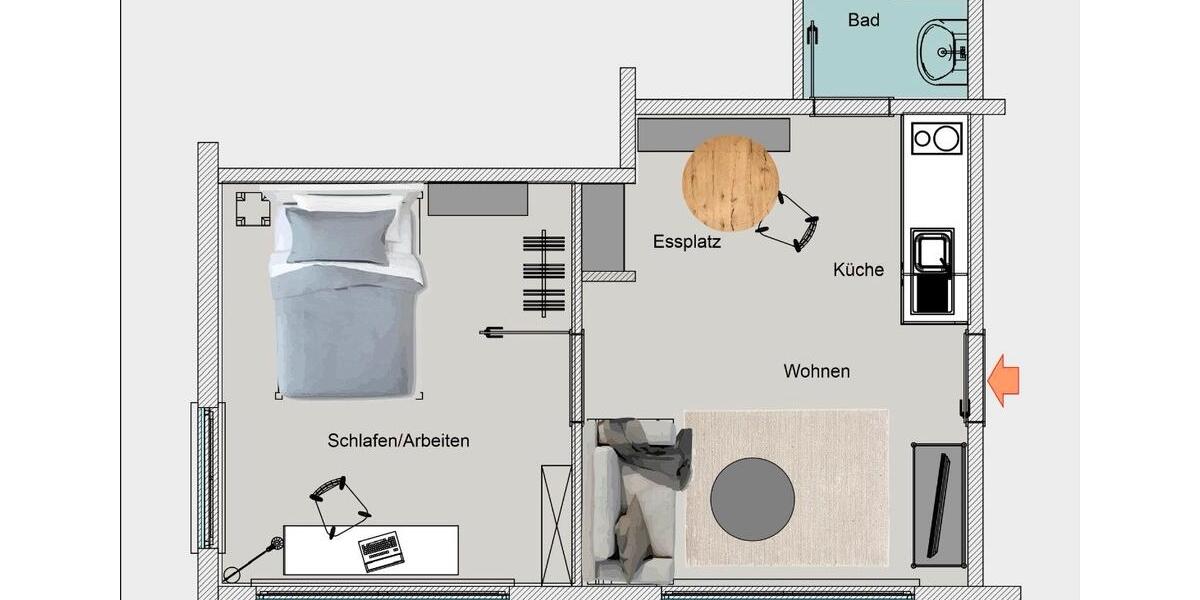 Erdgeschoßwohnung Olsberg - 2 Zimmer, 30 m&sup2;, 390&euro; | Angebot:26405991