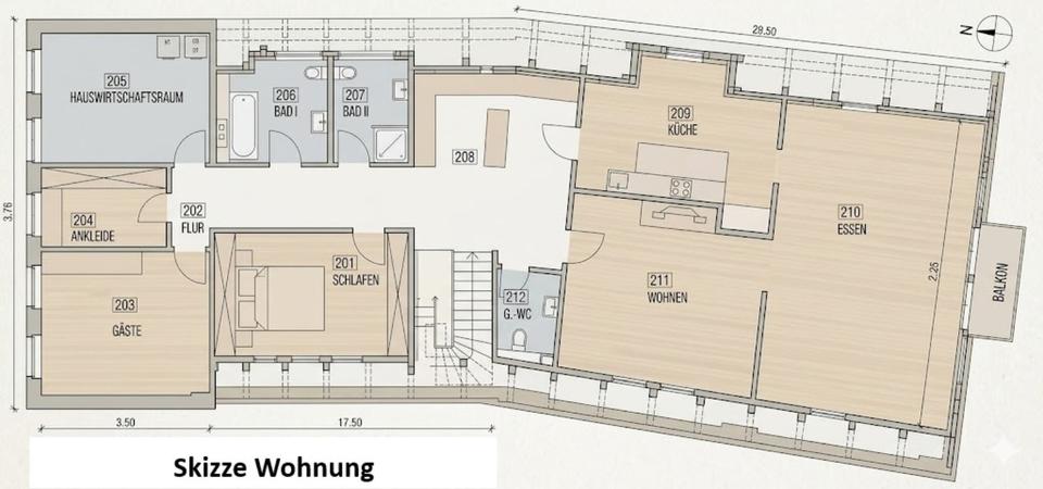 Maisonettenwohnung Lauenburg/Elbe Elbe - 7.5 Zimmer, 200 m&sup2;, 1.600&euro; | Angebot:22312180