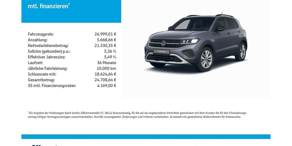 VW T-Cross 20.500 km 26.999 &euro; Mühlhausen/Thüringen 99974