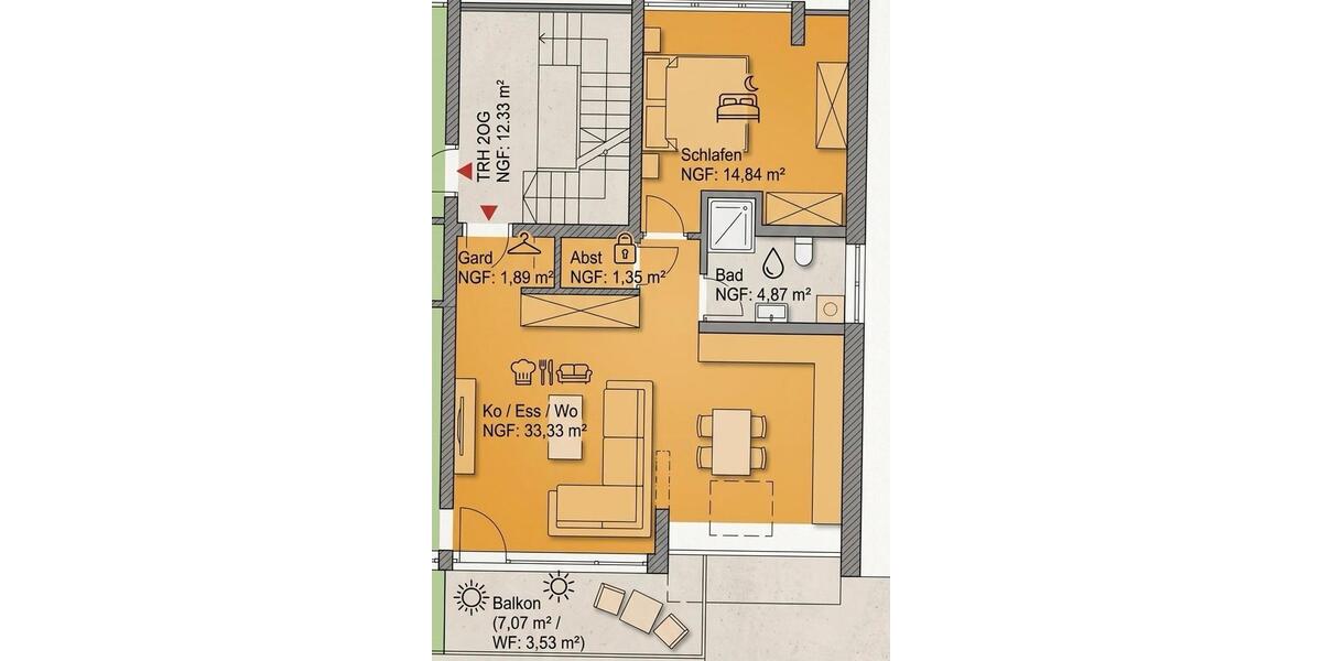 Dachgeschoßwohnung Fulda Fulda-Galerie - 2 Zimmer, 60 m&sup2;, 294.000&euro; | Angebot:27083938