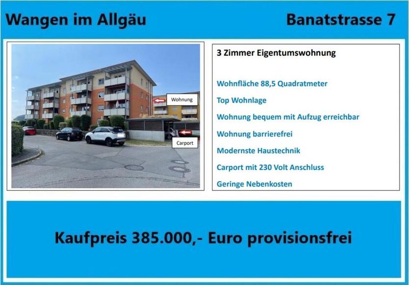 Schöne 3 Zimmer Eigentumswohnung in Wangen im Allgäu Anzeige 1