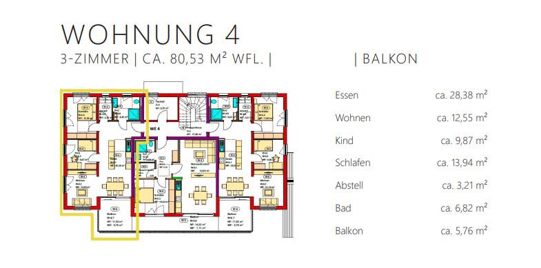 Etagenwohnung Marktoberdorf - 3 Zimmer, 81 m&sup2;, 1.369&euro; | Angebot:25053140