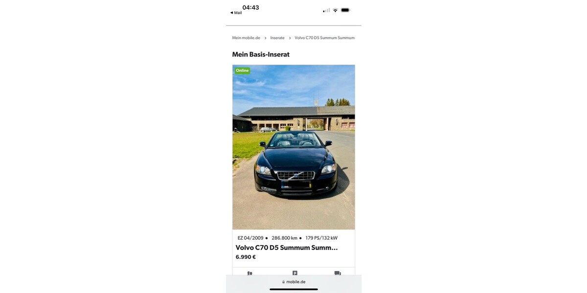 Volvo C70 II Cabriolet 309.800 km 2.999 &euro; Heinsberg 52525