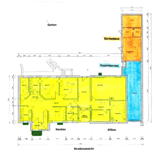 Anspruchsvolles EFH - ehem. Praxis mit Wohnhaus, Keller, Gartenhaus, GarageCarport + toller Garten!