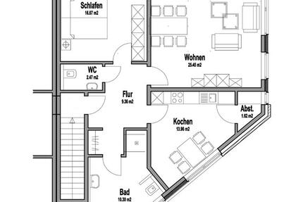 90 qm - Wohnung im 1. OG zum 1. Februar 2026 zu vermieten 2 zimmer