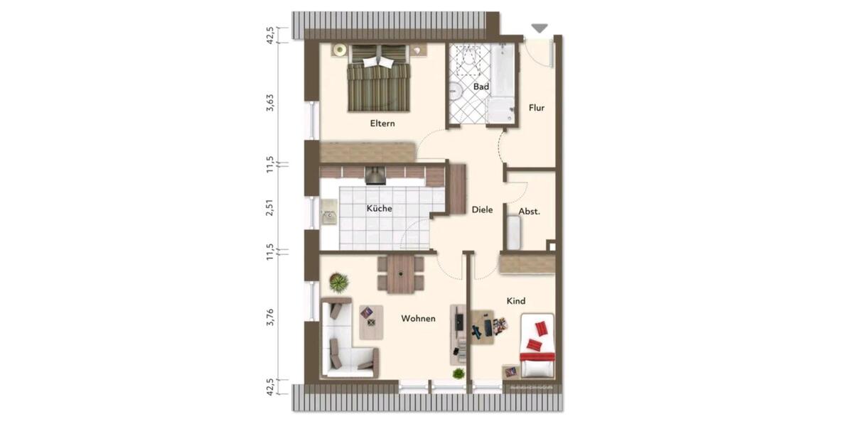Dachgeschoßwohnung Großefehn - 3 Zimmer, 63 m&sup2;, 650&euro; | Angebot:26322172