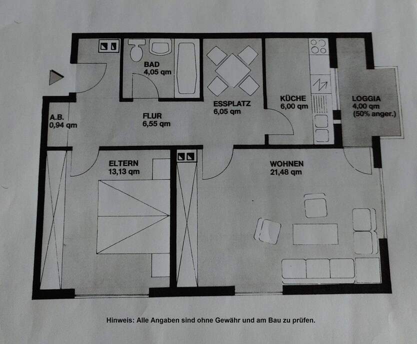 Moderne 2 Zimmer-Wohnung mit Loggia und PKW-Stellplatz in 23560 Lübeck, Moislinger Mühlenweg 2 zimmer