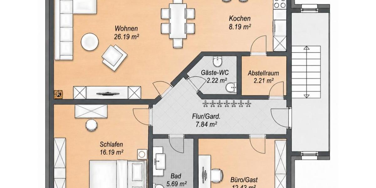 Etagenwohnung Merzig - 3 Zimmer, 84 m&sup2;, 299.000&euro; | Angebot:27178869