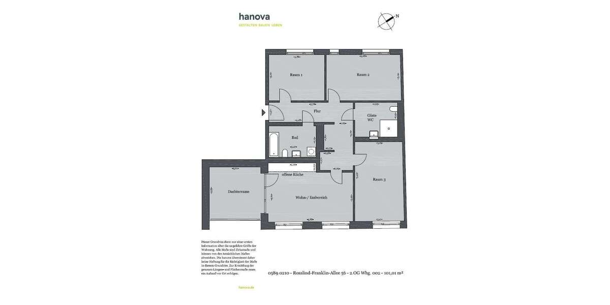 Etagenwohnung Hannover Bemerode - 4 Zimmer, 101 m&sup2;, 1.330&euro; | Angebot:27320871