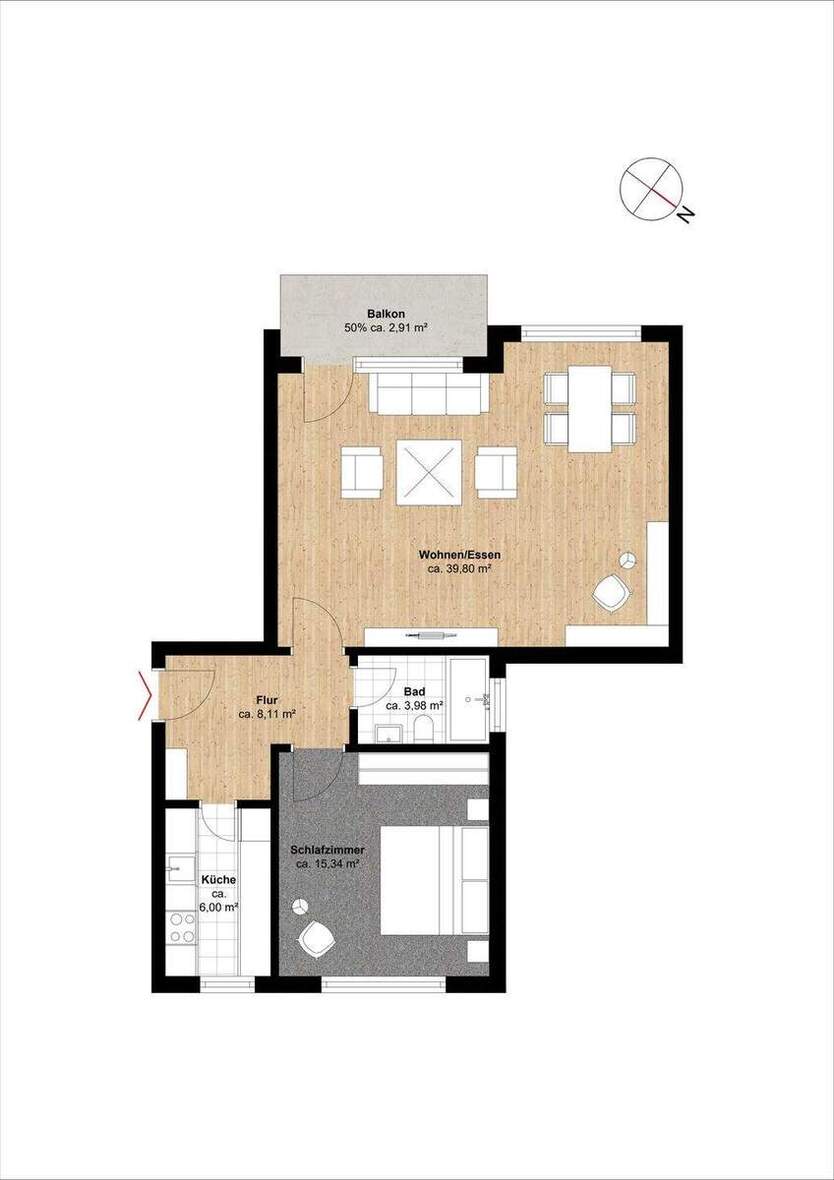 Helle 2-Zimmer-Wohnung mit hochwertiger Ausstattung 2 zimmer