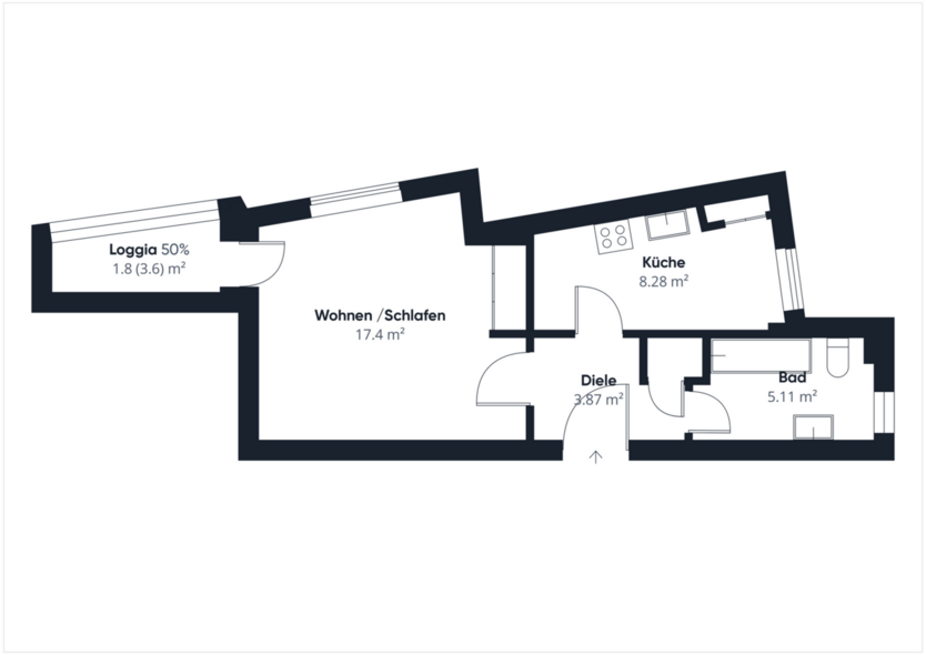 Wohnen am Lech - grün, zentral, lebendig - 1-Zimmer-Wohnung mit Loggia 1 zimmer
