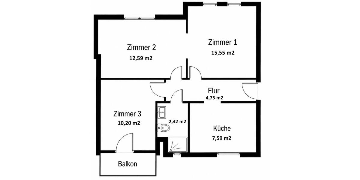 Etagenwohnung Bremen Östliche Vorstadt - 2.5 Zimmer, 52 m&sup2;, 175.000&euro; | Angebot:26690550