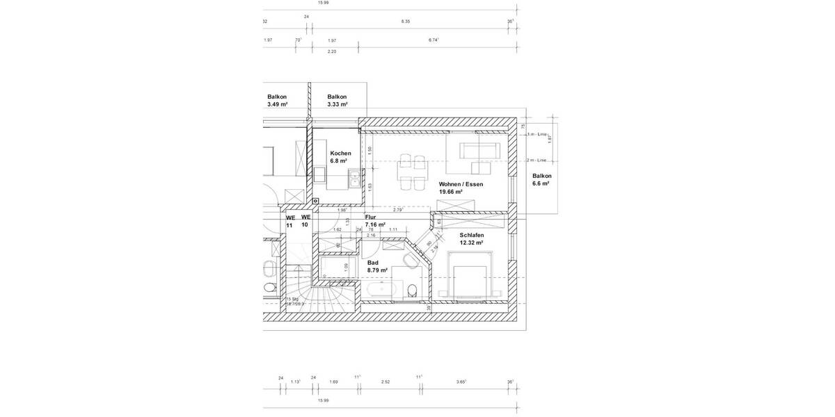 Etagenwohnung Ingolstadt Unterhaunstadt - 2 Zimmer, 54 m&sup2;, 309.000&euro; | Angebot:26322198
