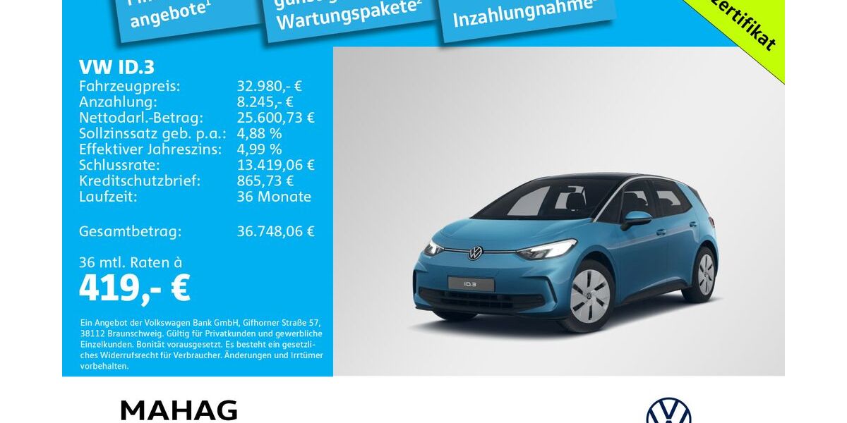 VW ID.3 4.217 km 32.980 &euro; Ottobrunn 85521