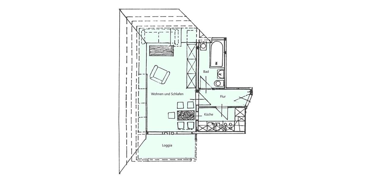 Etagenwohnung Wilkau-Haßlau Haßlau - 1 Zimmer, 36 m&sup2;, 225&euro; | Angebot:26338029