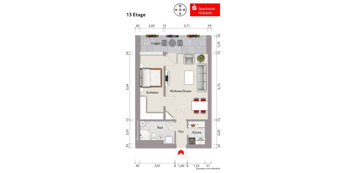 Etagenwohnung Sierksdorf - 2 Zimmer, 42 m&sup2;, 145.000&euro; | Angebot:26499829