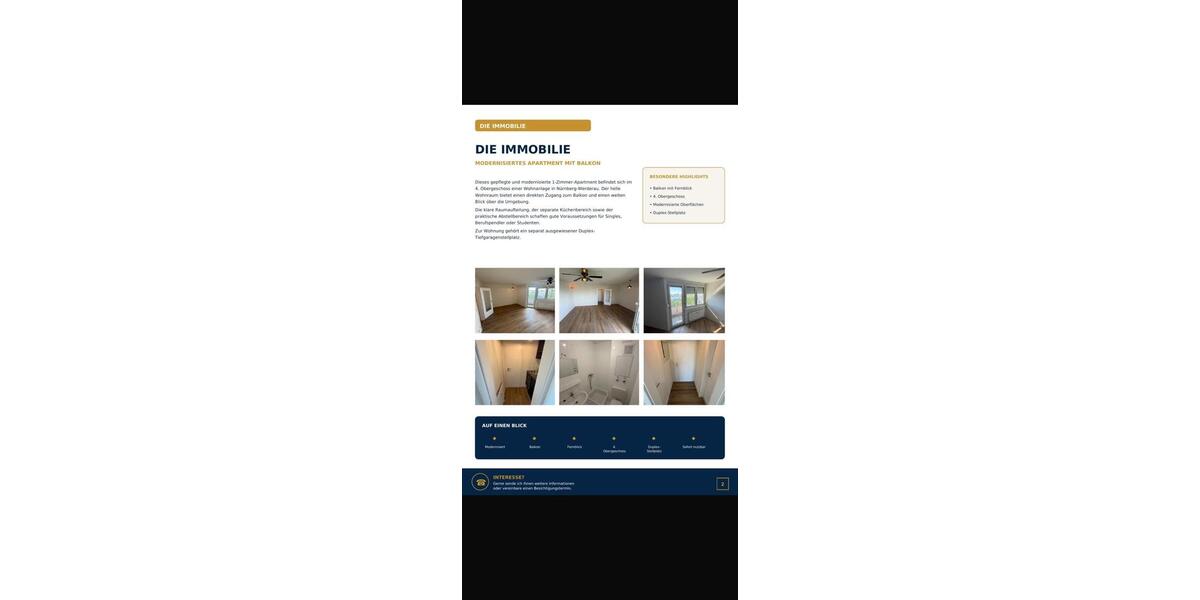 Etagenwohnung Nürnberg Gibitzenhof - 1 Zimmer, 36 m&sup2;, 175.000&euro; | Angebot:27109956